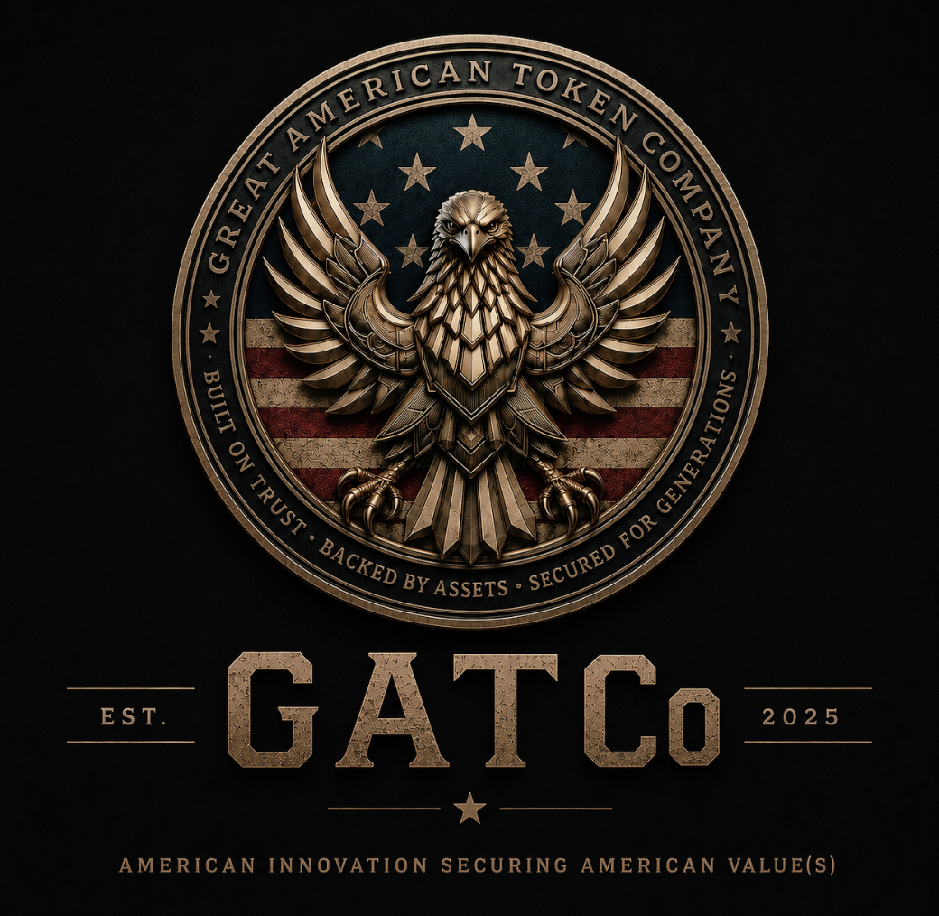 Great American Token Company official seal: an eagle over the American flag, ringed with the company name